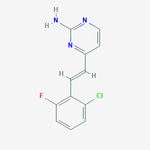 molecular formula C12H9ClFN3 B2617225 4-[(E)-2-(2-chloro-6-fluorophenyl)ethenyl]pyrimidin-2-amine CAS No. 667400-59-1