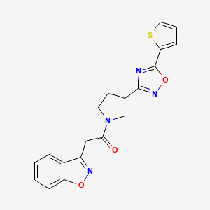molecular formula C19H16N4O3S B2617228 2-(Benzo[d]isoxazol-3-yl)-1-(3-(5-(thiophen-2-yl)-1,2,4-oxadiazol-3-yl)pyrrolidin-1-yl)ethanone CAS No. 2034412-48-9