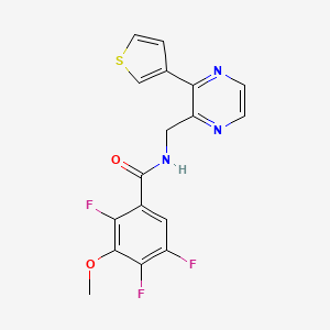 molecular formula C17H12F3N3O2S B2617229 2,4,5-三氟-3-甲氧基-N-((3-(噻吩-3-基)吡嘧啶-2-基)甲基)苯甲酰胺 CAS No. 2034425-95-9