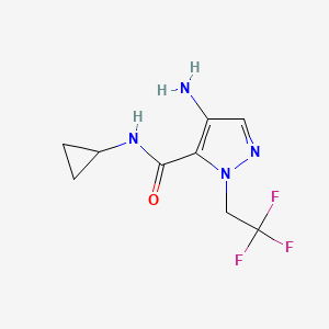molecular formula C9H11F3N4O B2617230 4-Amino-N-cyclopropyl-1-(2,2,2-trifluoroethyl)-1H-pyrazole-5-carboxamide CAS No. 2101196-93-2