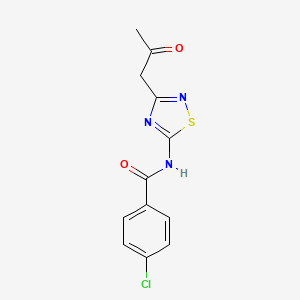 molecular formula C12H10ClN3O2S B2617233 4-chloro-N-[3-(2-oxopropyl)-1,2,4-thiadiazol-5-yl]benzamide CAS No. 866013-78-7