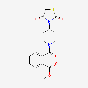 molecular formula C17H18N2O5S B2617237 methyl 2-[4-(2,4-dioxo-1,3-thiazolidin-3-yl)piperidine-1-carbonyl]benzoate CAS No. 1795449-63-6