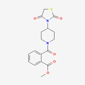 molecular formula C17H18N2O5S B2617237 Methyl 2-(4-(2,4-dioxothiazolidin-3-yl)piperidine-1-carbonyl)benzoate CAS No. 1795449-63-6