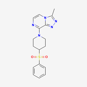 molecular formula C17H19N5O2S B2617239 8-[4-(Benzenesulfonyl)piperidin-1-yl]-3-methyl-[1,2,4]triazolo[4,3-a]pyrazine CAS No. 2380168-82-9