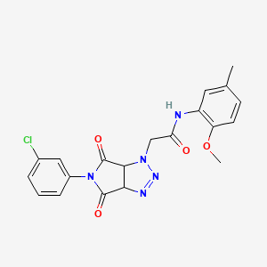 molecular formula C20H18ClN5O4 B2617244 2-[5-(3-氯苯基)-4,6-二氧代-4,5,6,6a-四氢吡咯[3,4-d][1,2,3]嘧啶-1(3aH)-基]-N-(2-甲氧基-5-甲基苯基)乙酰胺 CAS No. 1052605-60-3