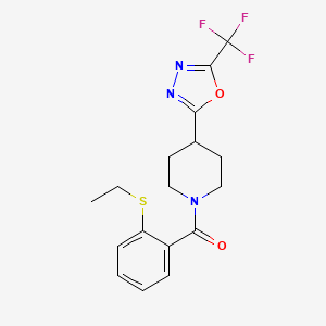 molecular formula C17H18F3N3O2S B2617246 (2-(乙硫基)苯基)(4-(5-(三氟甲基)-1,3,4-噁二唑-2-基)哌啶-1-基)甲酮 CAS No. 1396685-23-6