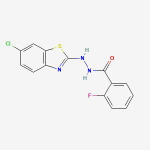 molecular formula C14H9ClFN3OS B2617255 N'-(6-chloro-1,3-benzothiazol-2-yl)-2-fluorobenzohydrazide CAS No. 851980-31-9