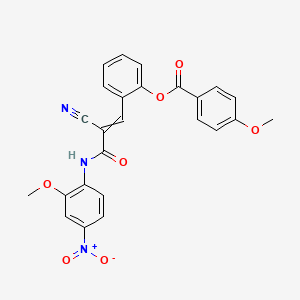 molecular formula C25H19N3O7 B2617256 2-{2-Cyano-2-[(2-methoxy-4-nitrophenyl)carbamoyl]eth-1-en-1-yl}phenyl 4-methoxybenzoate CAS No. 380478-35-3