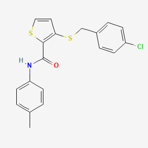 molecular formula C19H16ClNOS2 B2617259 3-[(4-chlorobenzyl)sulfanyl]-N-(4-methylphenyl)-2-thiophenecarboxamide CAS No. 251097-06-0