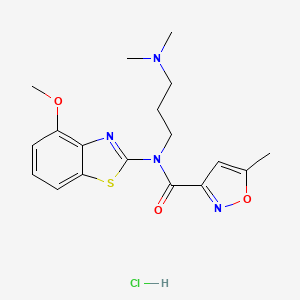 molecular formula C18H23ClN4O3S B2617261 N-(3-(二甲氨基)丙基)-N-(4-甲氧苯并[d]噻唑-2-基)-5-甲基异噁唑-3-甲酰胺盐酸盐 CAS No. 1216997-26-0