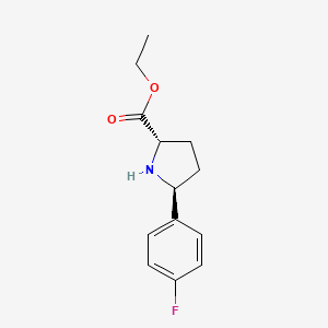 molecular formula C13H16FNO2 B2617267 Ethyl (2S,5S)-5-(4-fluorophenyl)pyrrolidine-2-carboxylate CAS No. 2248407-06-7