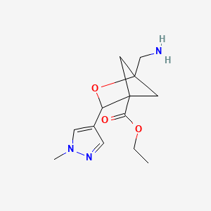 molecular formula C13H19N3O3 B2617276 ethyl 1-(aminomethyl)-3-(1-methyl-1H-pyrazol-4-yl)-2-oxabicyclo[2.1.1]hexane-4-carboxylate CAS No. 2248391-00-4