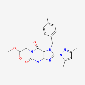 molecular formula C22H24N6O4 B2617278 methyl 2-[8-(3,5-dimethyl-1H-pyrazol-1-yl)-3-methyl-7-[(4-methylphenyl)methyl]-2,6-dioxo-2,3,6,7-tetrahydro-1H-purin-1-yl]acetate CAS No. 1020454-82-3