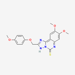 molecular formula C19H18N4O4S B2617279 8,9-dimethoxy-2-[(4-methoxyphenoxy)methyl]-5H,6H-[1,2,4]triazolo[1,5-c]quinazoline-5-thione CAS No. 901755-62-2