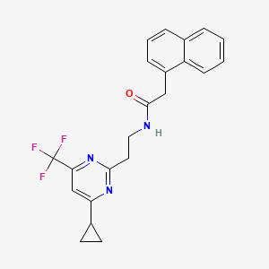molecular formula C22H20F3N3O B2617286 N-(2-(4-cyclopropyl-6-(trifluoromethyl)pyrimidin-2-yl)ethyl)-2-(naphthalen-1-yl)acetamide CAS No. 1396765-32-4