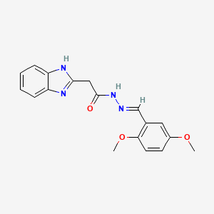 molecular formula C18H18N4O3 B2617287 (E)-2-(1H-benzo[d]imidazol-2-yl)-N'-(2,5-dimethoxybenzylidene)acetohydrazide CAS No. 539806-62-7