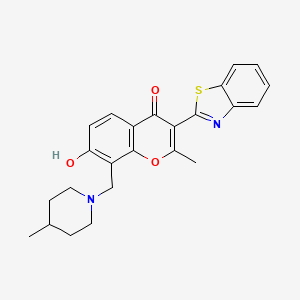 molecular formula C24H24N2O3S B2617293 3-(1,3-benzothiazol-2-yl)-7-hydroxy-2-methyl-8-[(4-methylpiperidin-1-yl)methyl]-4H-chromen-4-one CAS No. 308297-84-9