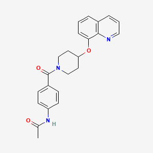 molecular formula C23H23N3O3 B2617296 N-(4-(4-(quinolin-8-yloxy)piperidine-1-carbonyl)phenyl)acetamide CAS No. 2034432-20-5