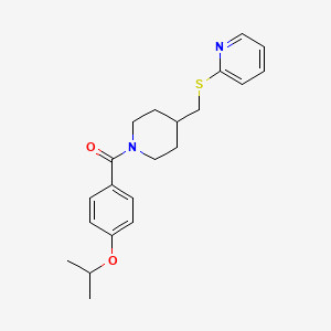 molecular formula C21H26N2O2S B2617299 (4-异丙氧基苯基)(4-((吡啶-2-基硫基)甲基)哌啶-1-基)甲酮 CAS No. 1421483-39-7