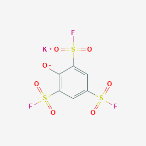 molecular formula C6H2F3KO7S3 B2617306 钾；2,4,6-三(氟磺酰基)苯酚 CAS No. 1342799-68-1