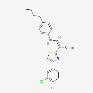 molecular formula C22H19Cl2N3S B2617307 (Z)-3-((4-butylphenyl)amino)-2-(4-(3,4-dichlorophenyl)thiazol-2-yl)acrylonitrile CAS No. 683256-32-8