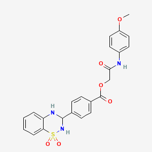 molecular formula C23H21N3O6S B2617310 2-((4-methoxyphenyl)amino)-2-oxoethyl 4-(1,1-dioxido-3,4-dihydro-2H-benzo[e][1,2,4]thiadiazin-3-yl)benzoate CAS No. 1040665-03-9