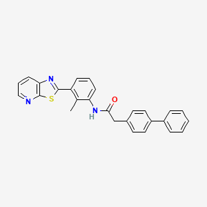 molecular formula C27H21N3OS B2617312 2-([1,1'-biphenyl]-4-yl)-N-(2-methyl-3-(thiazolo[5,4-b]pyridin-2-yl)phenyl)acetamide CAS No. 919735-46-9