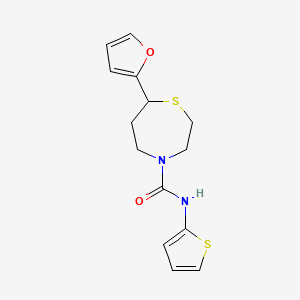 molecular formula C14H16N2O2S2 B2617313 7-(furan-2-yl)-N-(thiophen-2-yl)-1,4-thiazepane-4-carboxamide CAS No. 1706093-38-0