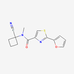 molecular formula C14H13N3O2S B2617315 N-(1-cyanocyclobutyl)-2-(furan-2-yl)-N-methyl-1,3-thiazole-4-carboxamide CAS No. 1258742-38-9