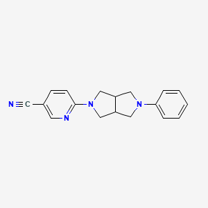 molecular formula C18H18N4 B2617317 6-(2-Phenyl-1,3,3a,4,6,6a-hexahydropyrrolo[3,4-c]pyrrol-5-yl)pyridine-3-carbonitrile CAS No. 2415533-57-0