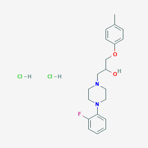 molecular formula C20H27Cl2FN2O2 B2617345 1-(4-(2-氟苯基)哌嗪-1-基)-3-(对甲苯氧基)丙醇二盐酸盐 CAS No. 1215331-03-5