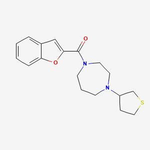 molecular formula C18H22N2O2S B2617347 Benzofuran-2-yl(4-(tetrahydrothiophen-3-yl)-1,4-diazepan-1-yl)methanone CAS No. 2320222-67-9