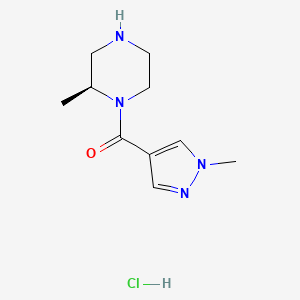 molecular formula C10H17ClN4O B2617352 (2S)-2-methyl-1-(1-methyl-1H-pyrazole-4-carbonyl)piperazine hydrochloride CAS No. 1909287-06-4