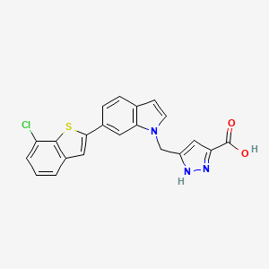 molecular formula C21H14ClN3O2S B2617357 5-[[6-(7-Chloro-1-benzothiophen-2-yl)indol-1-yl]methyl]-1H-pyrazole-3-carboxylic acid CAS No. 2395867-03-3