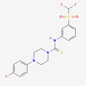 molecular formula C18H18F3N3O2S2 B2617360 N-(3-((二氟甲基)磺酰基)苯基)-4-(4-氟苯基)哌嗪-1-甲硫代酰胺 CAS No. 690249-44-6
