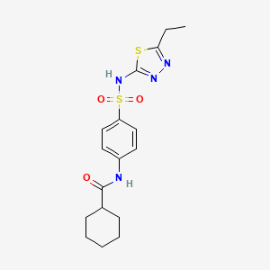 molecular formula C17H22N4O3S2 B2617365 N-[4-[(5-乙基-1,3,4-噻二唑-2-基)磺酰胺基]苯基]环己烷甲酰胺 CAS No. 307544-39-4