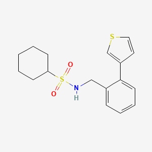 molecular formula C17H21NO2S2 B2617370 N-(2-(thiophen-3-yl)benzyl)cyclohexanesulfonamide CAS No. 1797638-14-2