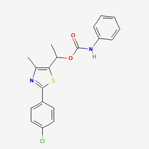 molecular formula C19H17ClN2O2S B2617372 1-[2-(4-chlorophenyl)-4-methyl-1,3-thiazol-5-yl]ethyl N-phenylcarbamate CAS No. 439111-31-6