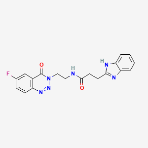 molecular formula C19H17FN6O2 B2617374 3-(1H-benzo[d]imidazol-2-yl)-N-(2-(6-fluoro-4-oxobenzo[d][1,2,3]triazin-3(4H)-yl)ethyl)propanamide CAS No. 1903722-66-6