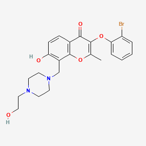 molecular formula C23H25BrN2O5 B2617375 3-(2-bromophenoxy)-7-hydroxy-8-((4-(2-hydroxyethyl)piperazin-1-yl)methyl)-2-methyl-4H-chromen-4-one CAS No. 848736-17-4