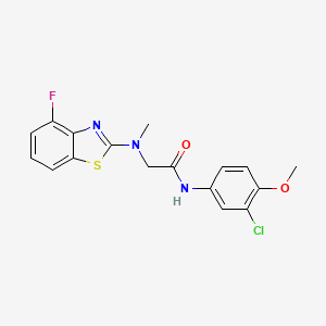 molecular formula C17H15ClFN3O2S B2617377 N-(3-chloro-4-methoxyphenyl)-2-((4-fluorobenzo[d]thiazol-2-yl)(methyl)amino)acetamide CAS No. 1351643-99-6