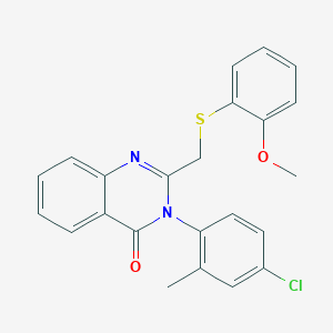 molecular formula C23H19ClN2O2S B2617379 3-(4-chloro-2-methylphenyl)-2-{[(2-methoxyphenyl)sulfanyl]methyl}-4(3H)-quinazolinone CAS No. 338965-66-5