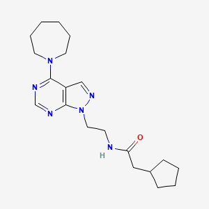 molecular formula C20H30N6O B2617399 N-(2-(4-(azepan-1-yl)-1H-pyrazolo[3,4-d]pyrimidin-1-yl)ethyl)-2-cyclopentylacetamide CAS No. 1021122-64-4