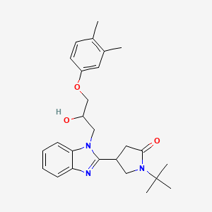 molecular formula C26H33N3O3 B2617428 1-叔丁基-4-{1-[3-(3,4-二甲基苯氧基)-2-羟基丙基]-1H-苯并咪唑-2-基}吡咯烷-2-酮 CAS No. 1018128-58-9