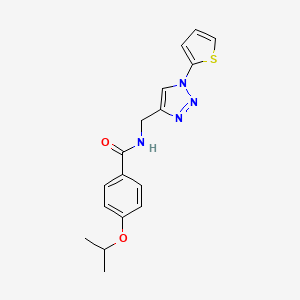 B2617435 4-isopropoxy-N-((1-(thiophen-2-yl)-1H-1,2,3-triazol-4-yl)methyl)benzamide CAS No. 2034533-01-0