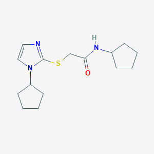 molecular formula C15H23N3OS B2617437 N-cyclopentyl-2-((1-cyclopentyl-1H-imidazol-2-yl)thio)acetamide CAS No. 921466-95-7
