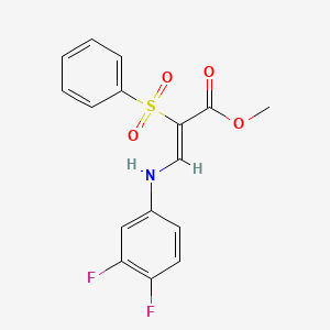 molecular formula C16H13F2NO4S B2617541 methyl (2Z)-3-[(3,4-difluorophenyl)amino]-2-(phenylsulfonyl)acrylate CAS No. 1564076-40-9