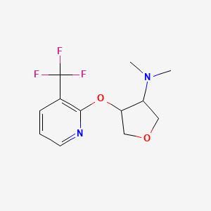 molecular formula C12H15F3N2O2 B2617623 N,N-Dimethyl-4-((3-(trifluoromethyl)pyridin-2-yl)oxy)tetrahydrofuran-3-amine CAS No. 2199509-43-6