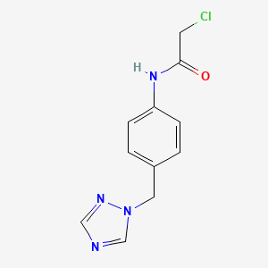 molecular formula C11H11ClN4O B2617685 2-Chloro-N-[4-(1H-1,2,4-triazol-1-ylmethyl)phenyl]acetamide CAS No. 945298-51-1