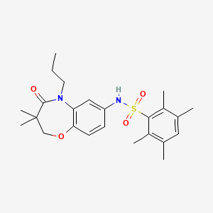 molecular formula C24H32N2O4S B2617713 N-(3,3-dimethyl-4-oxo-5-propyl-2,3,4,5-tetrahydrobenzo[b][1,4]oxazepin-7-yl)-2,3,5,6-tetramethylbenzenesulfonamide CAS No. 921914-55-8